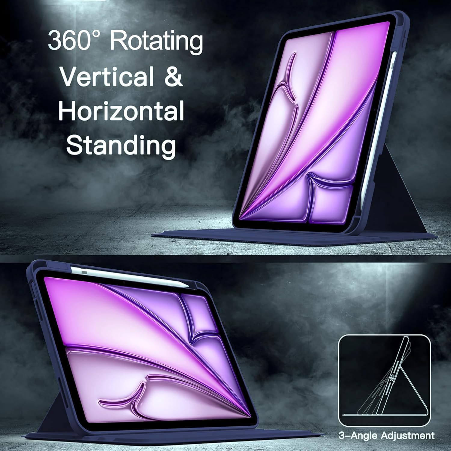 Thumbnail 3 de World biz Rotating Case for iPad Air 11-inch (M2/M3, 2024/25) with Pencil Holder in Rose Gold