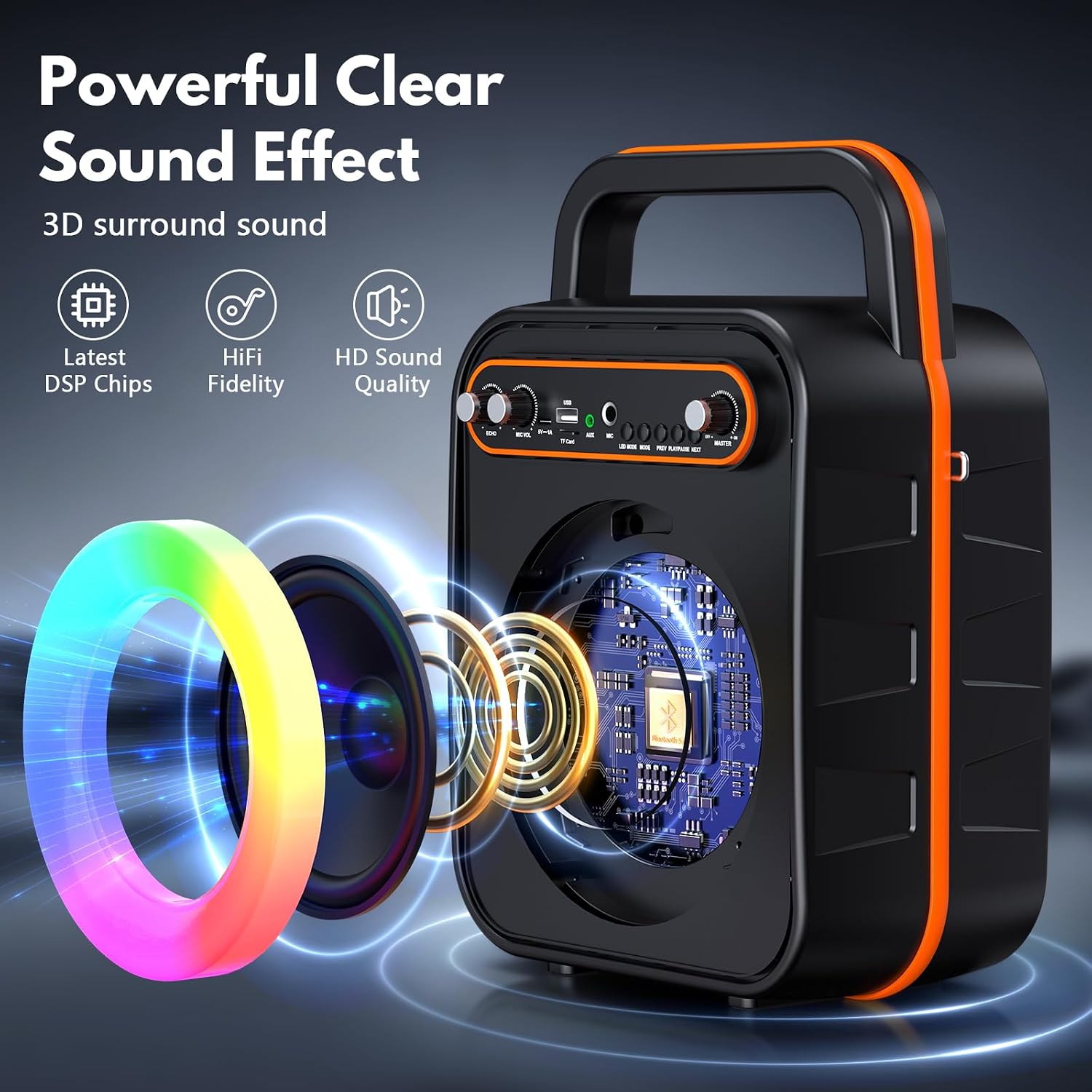 Thumbnail 1 de JYX S67 Portable Karaoke Machine with Two Wireless Microphones and LED Lights