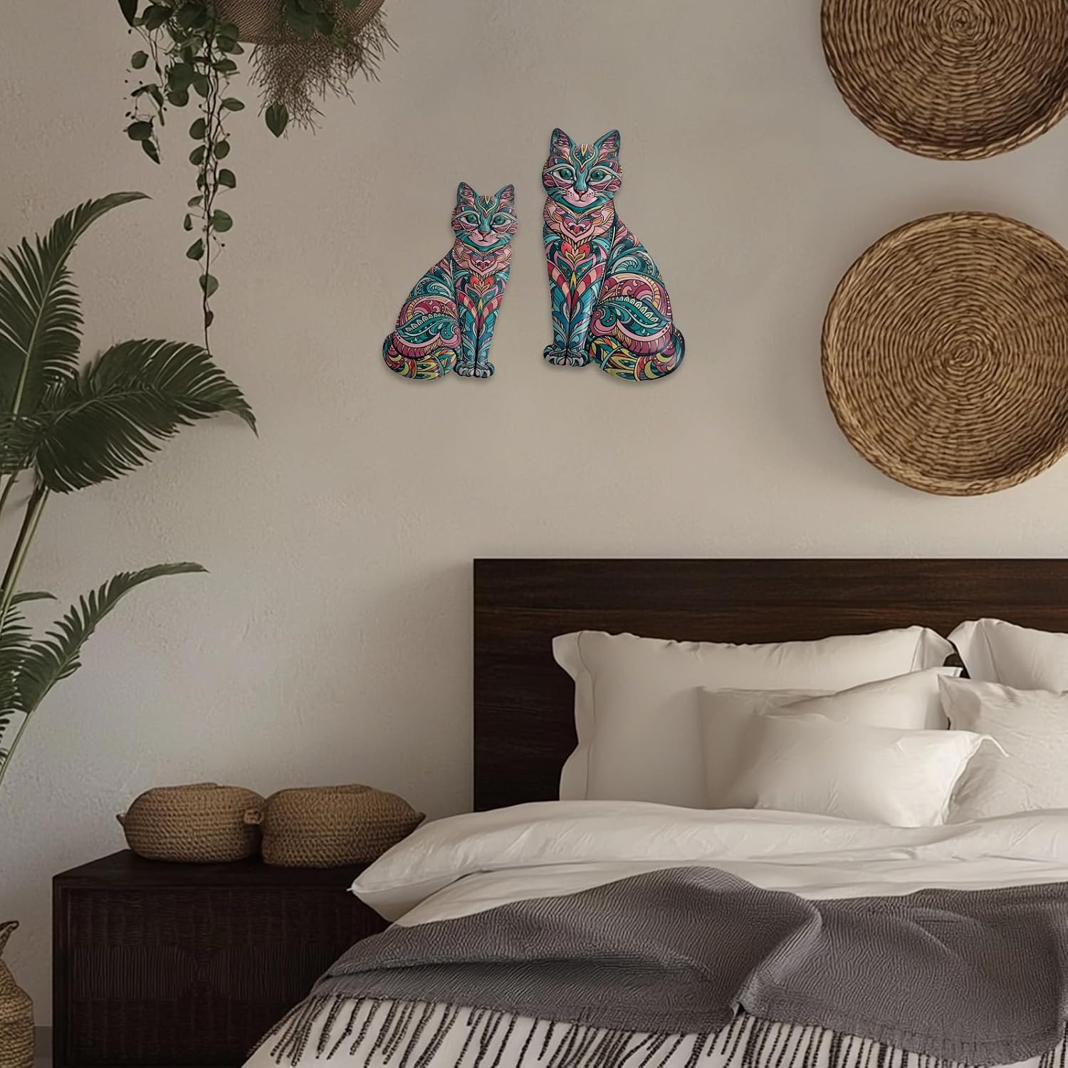 Detalle 2 de Liffy Boho Cat Metal Wall Decor – Cat wall art 🖼