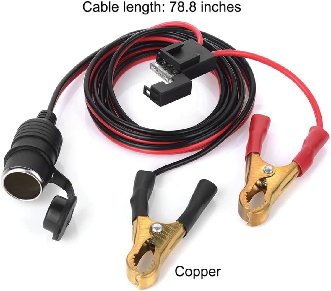 Detalle de 2M 12V Car Cigarette Lighter Extension Cable with 25A Fuse and Copper Crocodile Clips