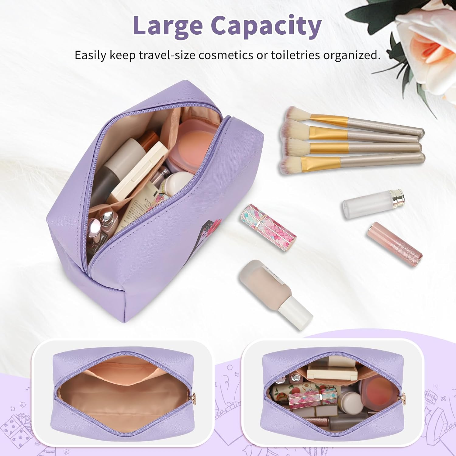 Detalle de Personalized Makeup Bag, 7.9 x 3.1 x 4.9 in