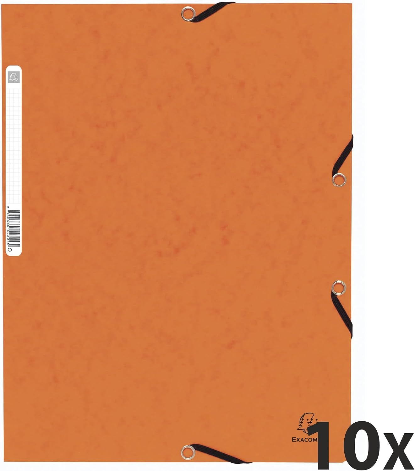 Thumbnail 1 de Exacompta 55304E — Paquet de 10 chemises à élastiques 3 rabats, A4, carte lustrée orange