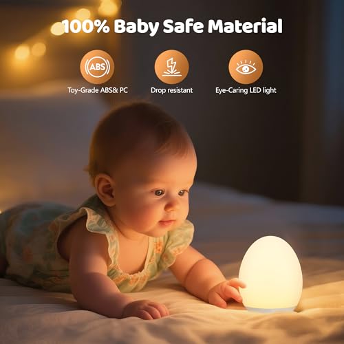 Detalle de MediAcous Night Light for Kids: 7 Colors Egg Light for Nursery
