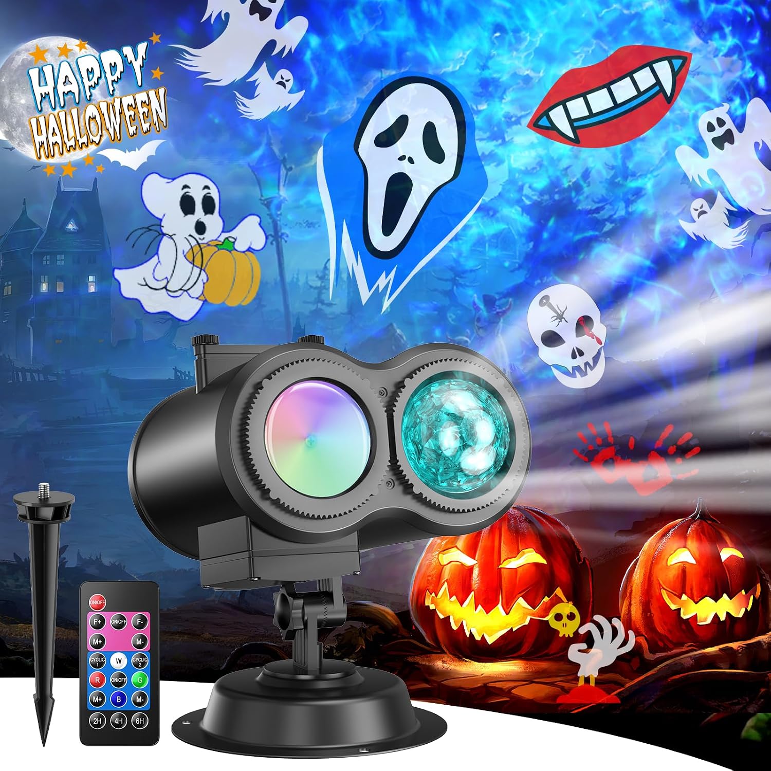 Detalle de Macchiatto SE508-007 Halloween-projector voor buiten, 20 motieven en IP64