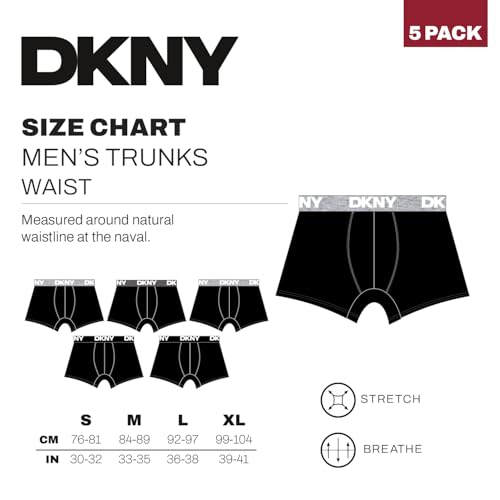 Detalle de DKNY Portland Mens Boxer Shorts Multipack (Pack of 5) – Cotton Blend, Black, XL