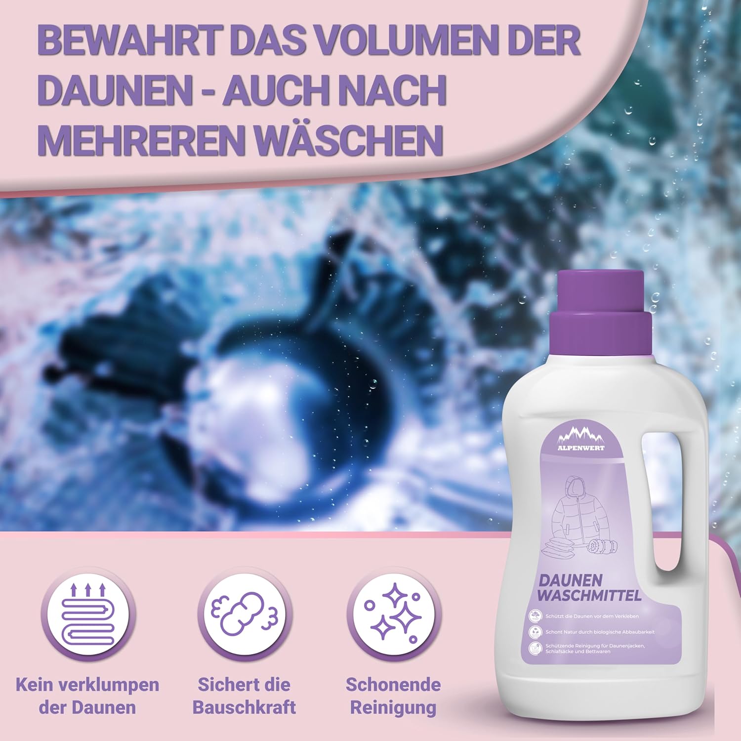 Thumbnail 4 de ALPENWERT Daunenwaschmittel 1L – Spezialwaschmittel für Daunenjacken, Bettdecken, Schlafsäcke & Kissen