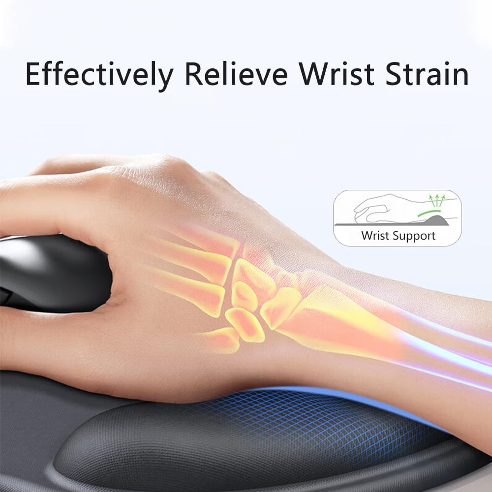 Detalle de JYWYBF Ergonomic Mouse Pad with Wrist Rest, Blue Gel Support, Non-Slip Base