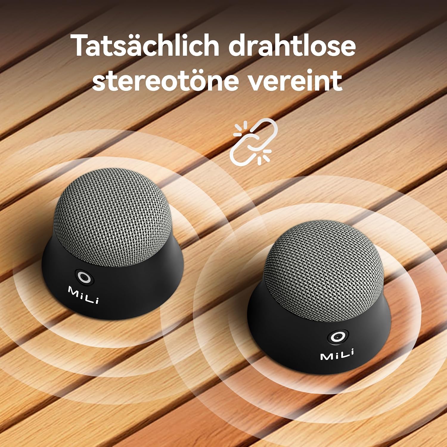 Detalle de MiLi Bluetooth Lautsprecher – Magnetischer Mini Speaker, 3W, IP65, 8 Stunden Wiedergabe, TWS Stereo