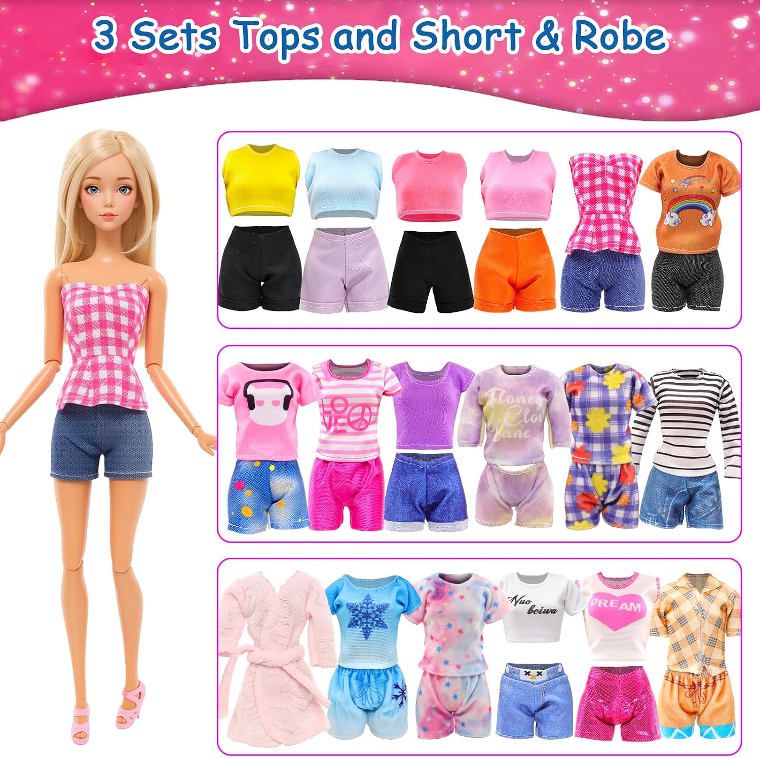 Thumbnail 3 de Miunana 9 Sets Doll Clothes Hooded Sports Suit – 11.5 Inch Outfit Pack for Dolls