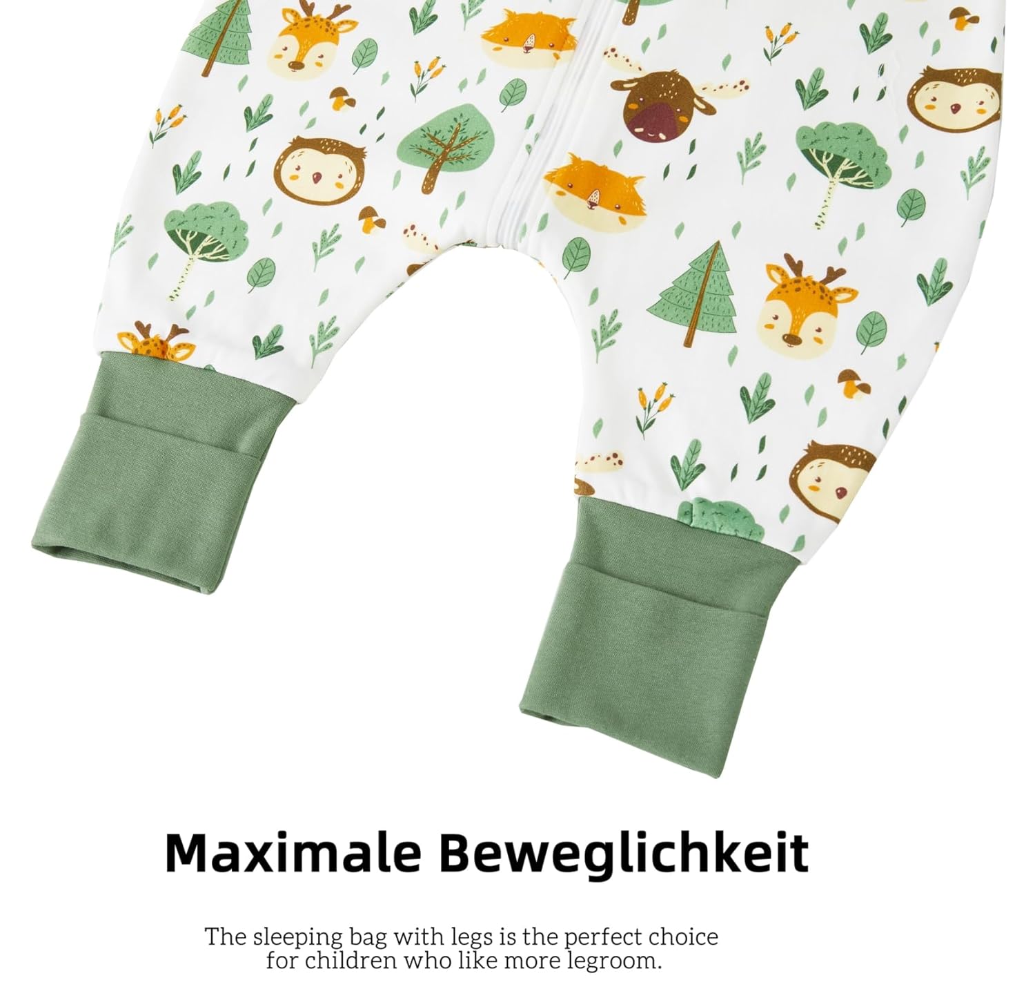 Thumbnail 6 de Chilsuessy Baby Schlafsack mit Füßen 1.5 Tog – Ganzjahres Schlafsack aus Baumwolle (70–100 cm, Füße, Waldtiere)