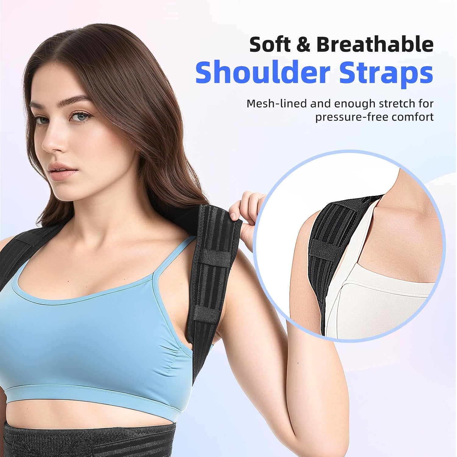 Detalle 2 de babaka AP1 Posture Corrector, Medium Black Adjustable Back Brace