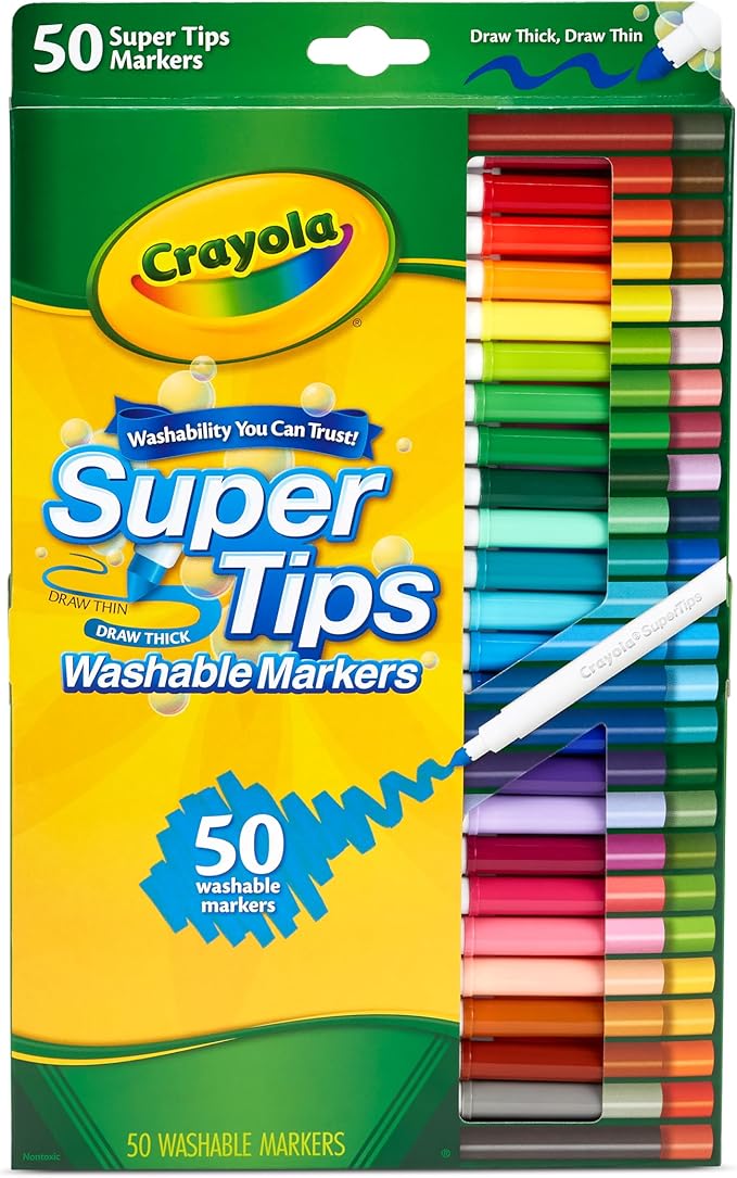 Crayola Supertips Rotuladores Lavables para Niños, 50 Colores 🖍️