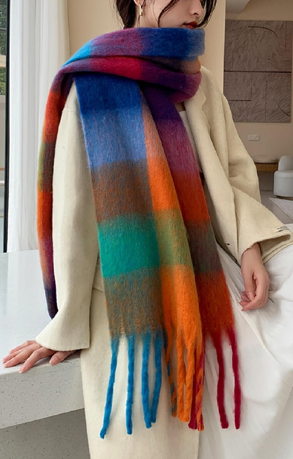 Thumbnail 3 de Wander Agio Winter Women Warm Scarf — Long Plaid 🧣