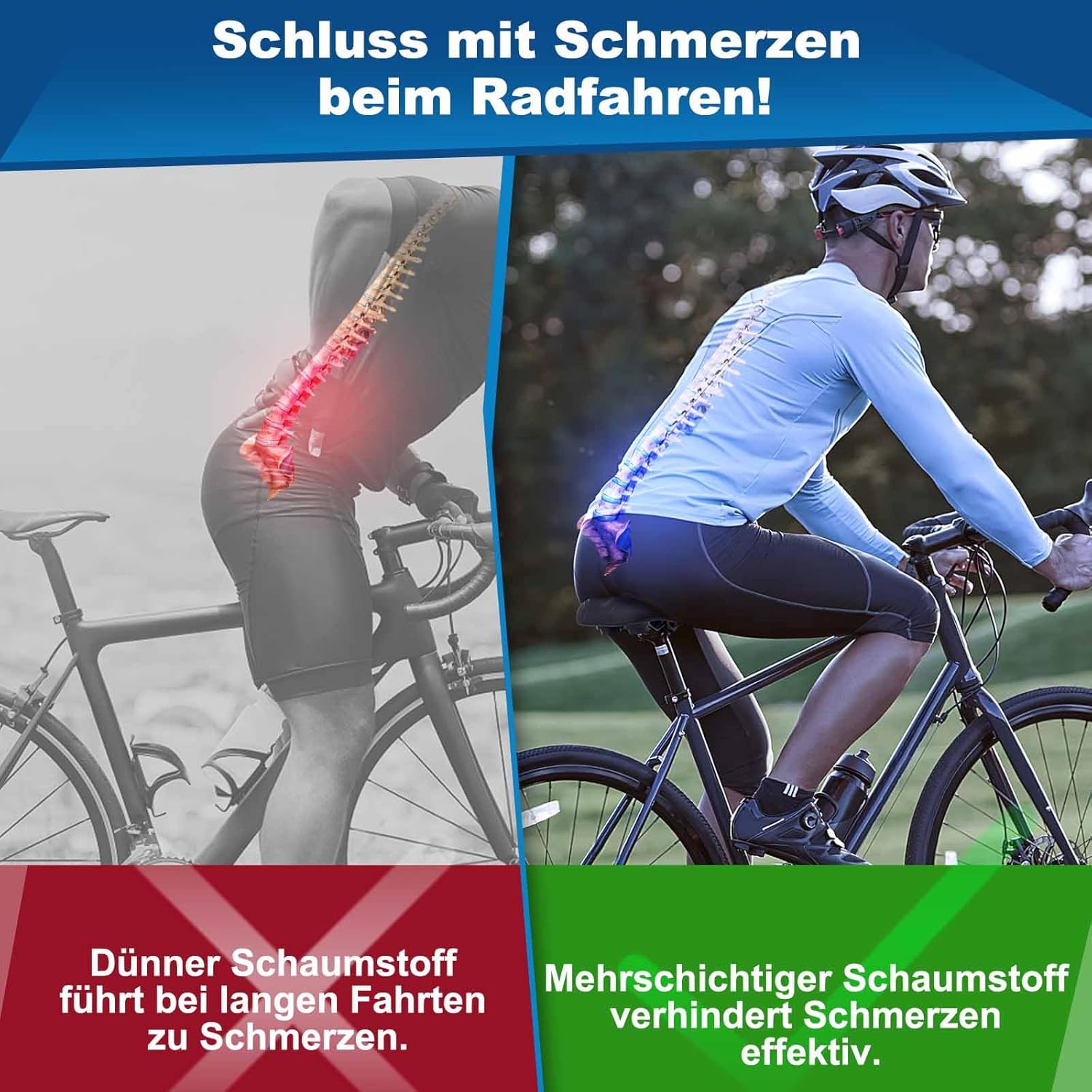 Detalle de toptrek Fahrradsattel für Damen & Herren – bequemer, ergonomischer Gel-Sattel mit Stoßdämpfung