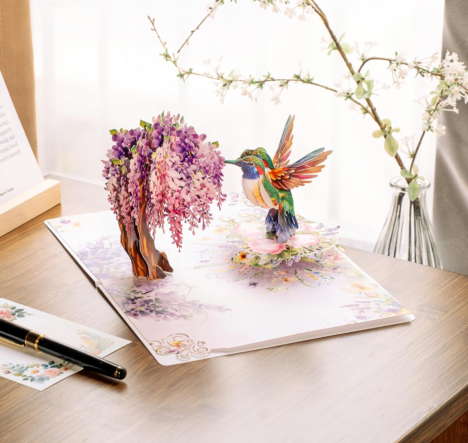 Thumbnail 4 de CUTPOPUP Humming Bird Wisteria 3D Card 6x8in