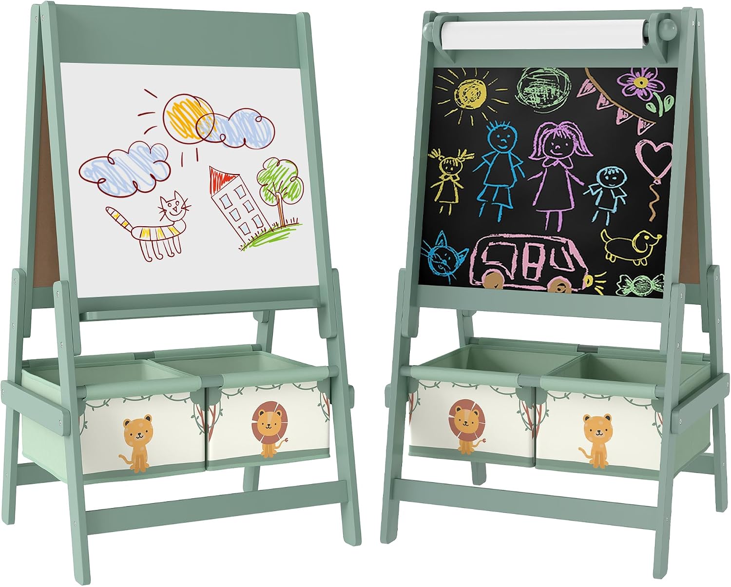 AIYAPLAY 3B0-017V80GN kinderezel, 3-in-1 met krijtbord en whiteboard