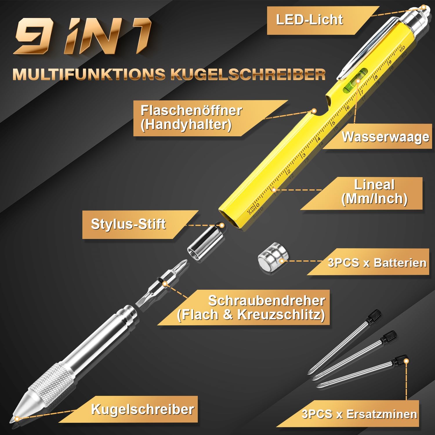 Thumbnail 2 de Maqhpu 9‑in‑1 Multifunktions Kugelschreiber