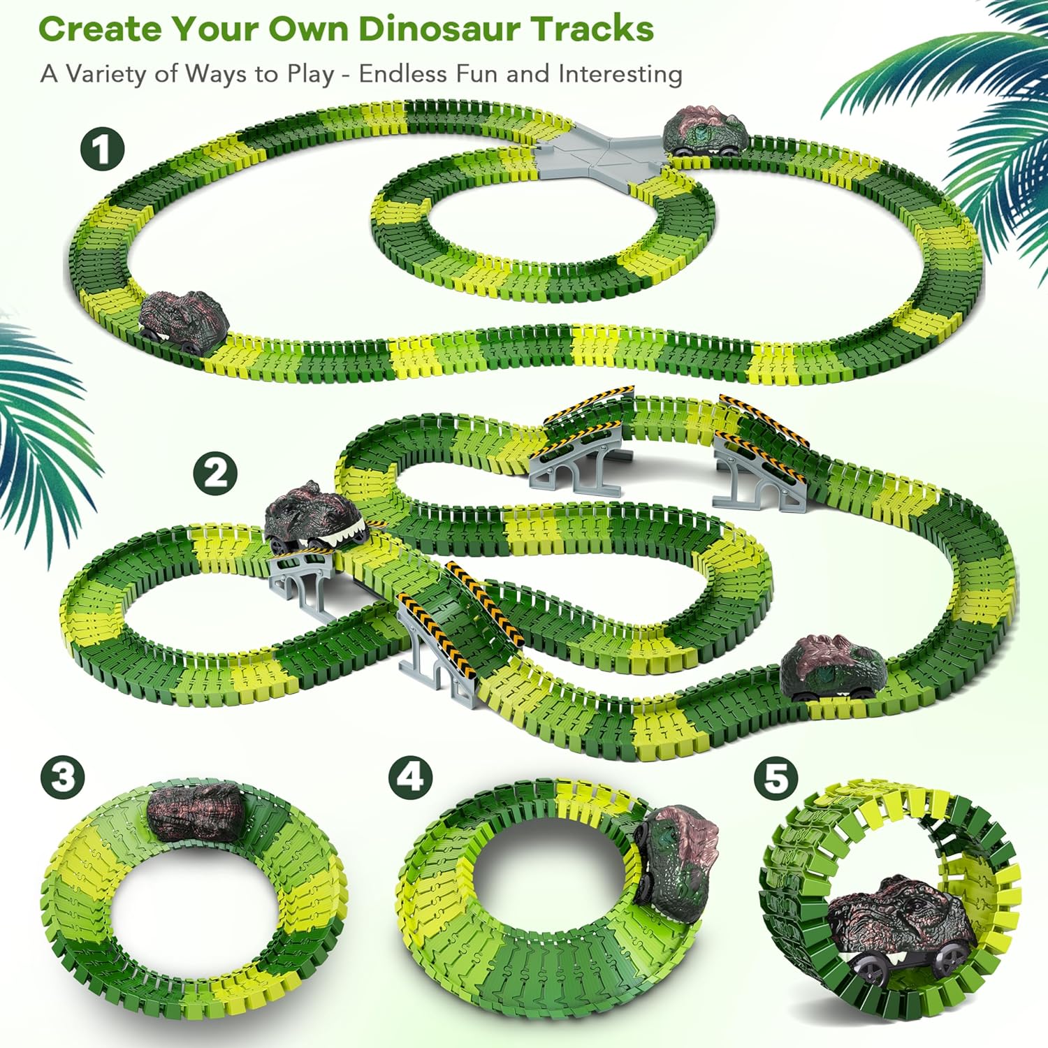 Detalle de Dinosaur Race Track Set 216 Pieces 🦖