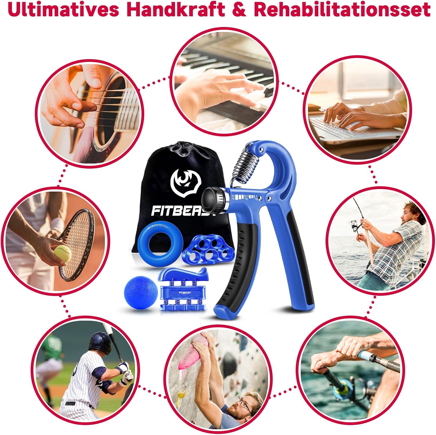 Thumbnail 4 de FitBeast Handtrainer Griffkraft Trainer 5er-Pack