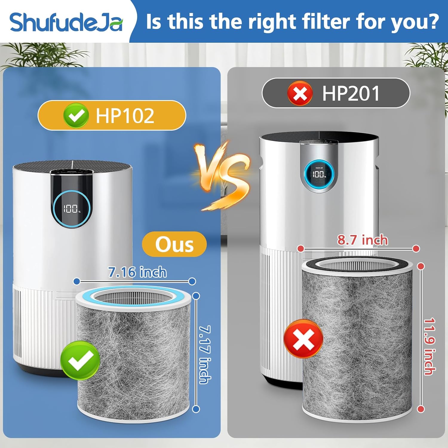 Thumbnail 2 de 2-Pack HP102 Replacement Filter (True HEPA) Compatible with Select Shark Air Purifiers