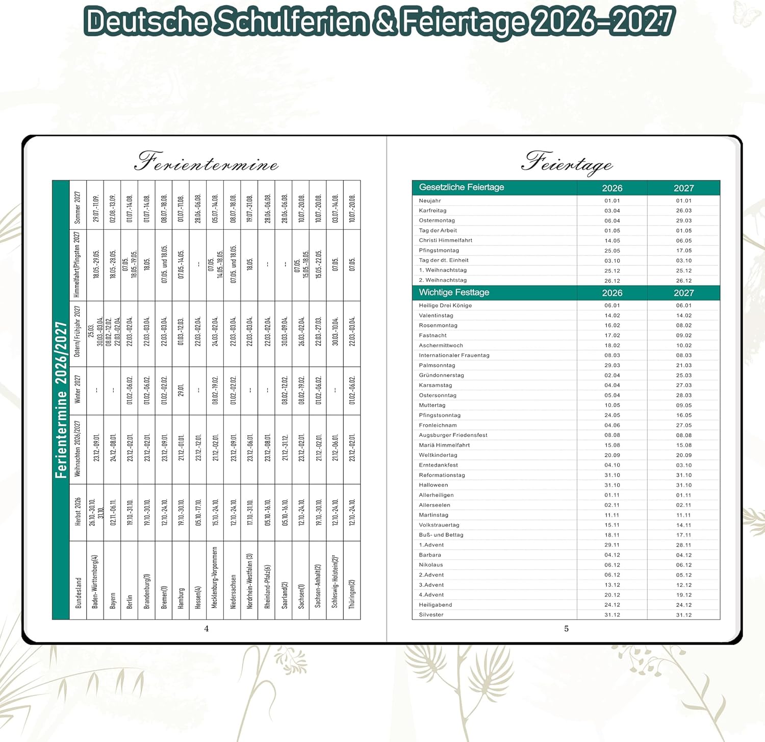 Thumbnail 4 de ZXHQ Lehrerkalender 2026–2027 A5+: Strukturierte Planung für Lehrkräfte