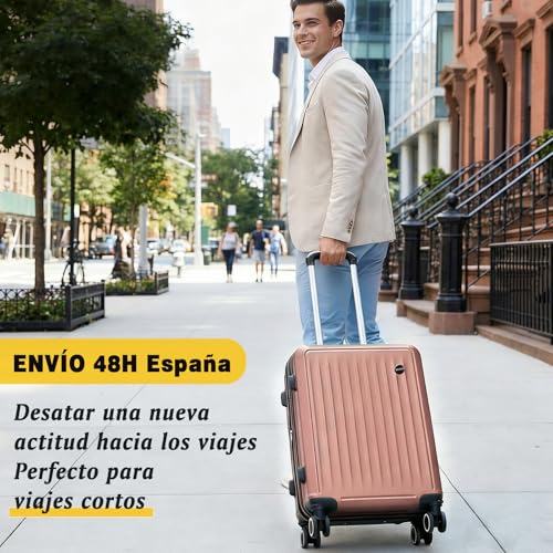 Detalle de ARTREE Maleta de Cabina 55x40x20 cm Oro Rosa | Trolley rígido, 4 ruedas 360°, cerradura y tirador telescópico