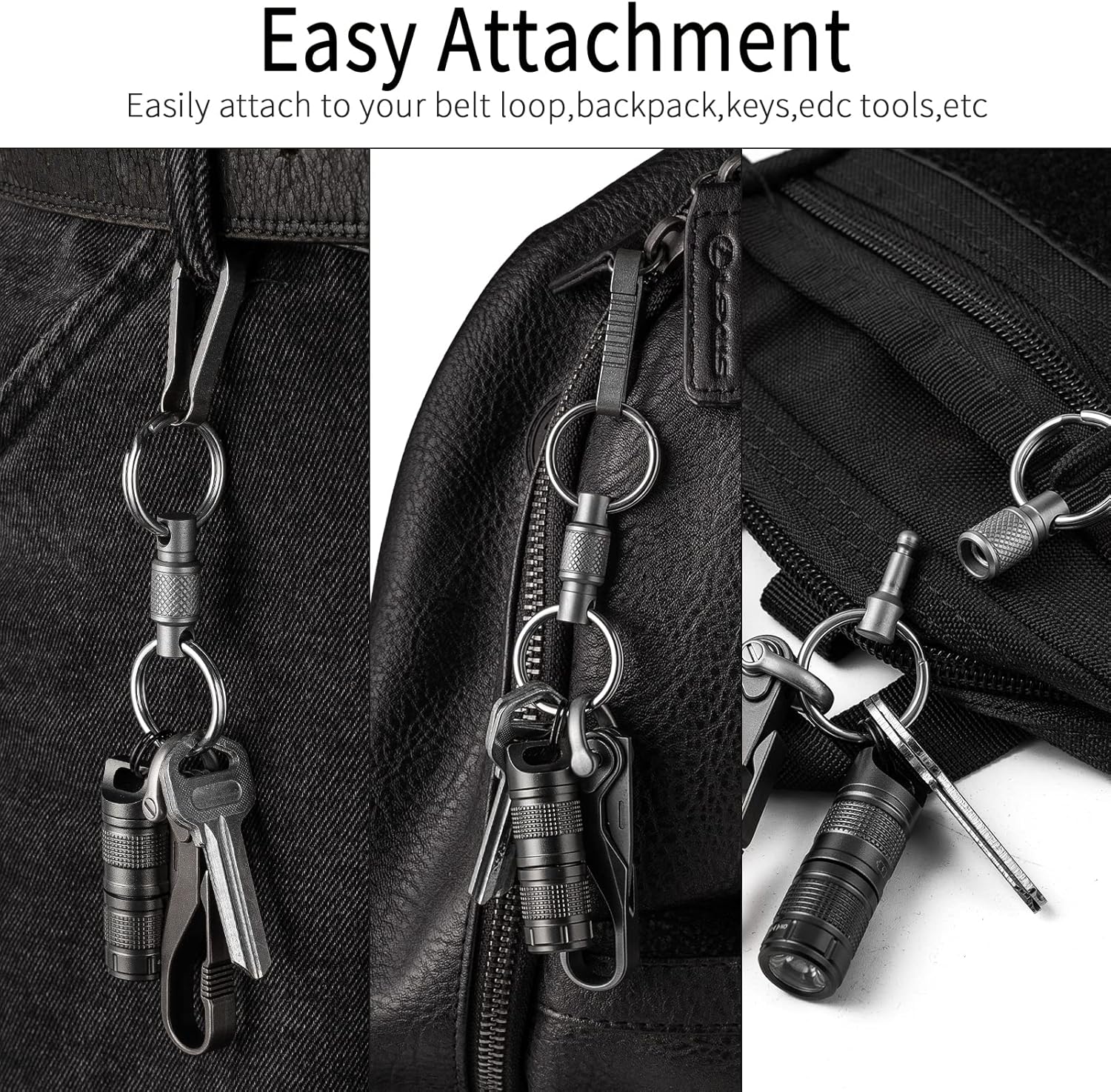 Thumbnail 5 de FEGVE Titanium Quick Release Swivel Keychain: Detachable, Heavy-Duty Titanium Key Holder