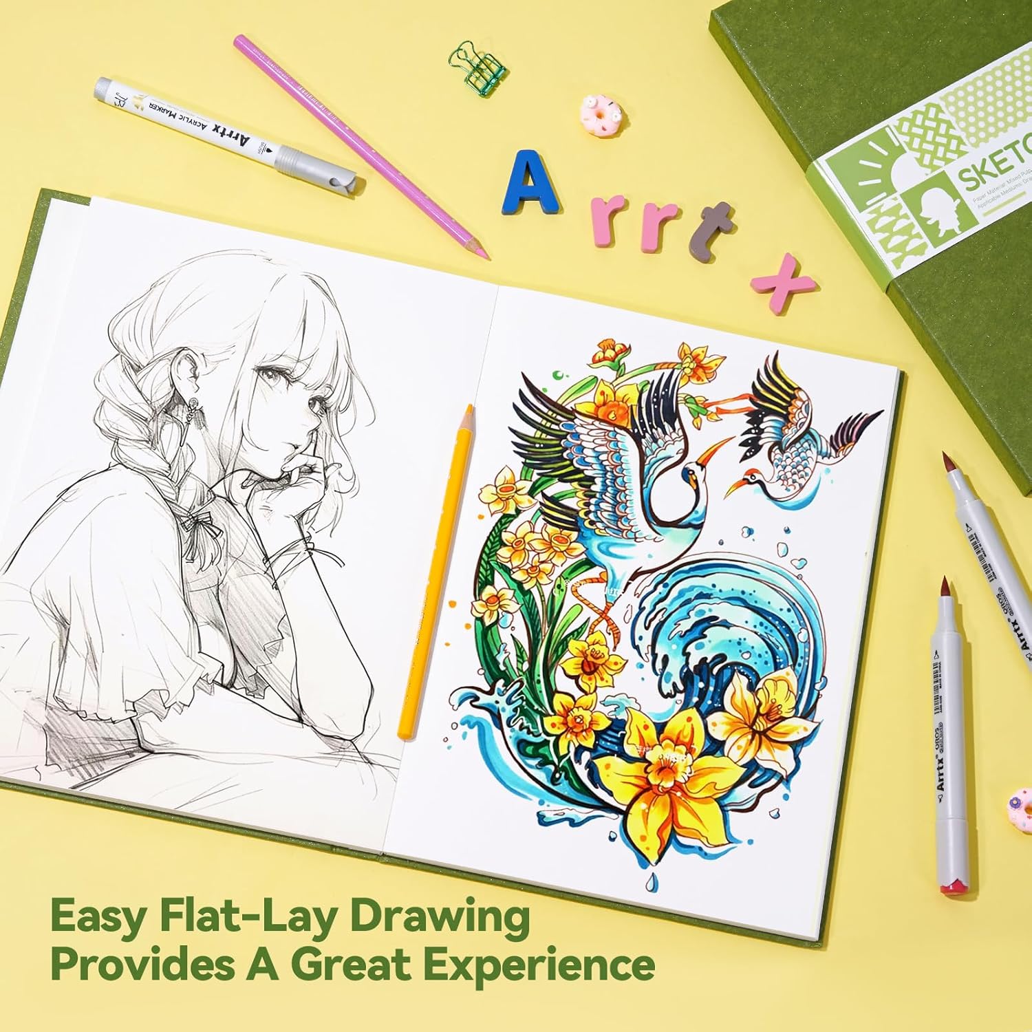 Thumbnail 4 de Arrtx carnet de croquis A4 - 60 feuilles, papier 180 g/m², reliure dos libre