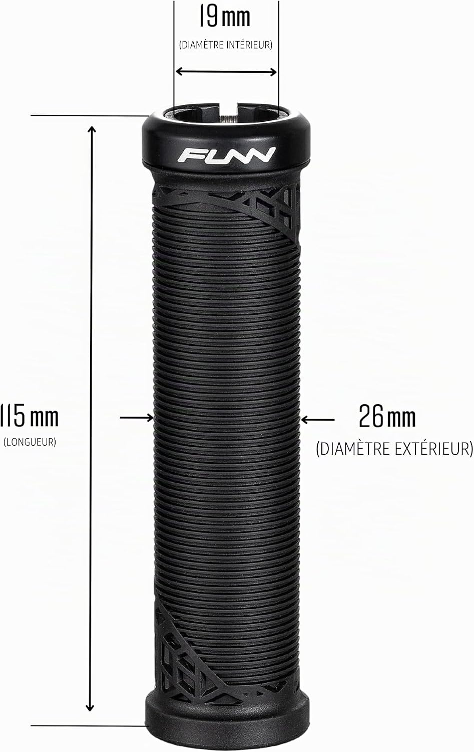 Detalle de Funn Hilt JR Poignées de Guidon VTT avec Verrouillage unique pour jeunes cyclistes (Ø 19 mm) – légère et compacte