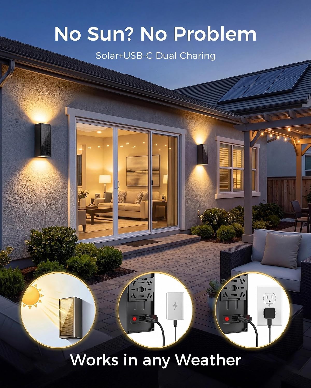 Thumbnail 3 de vighep WS78-2 Solar Wall Lights, 2-Pack Up-and-Down, 3CCT, IP65