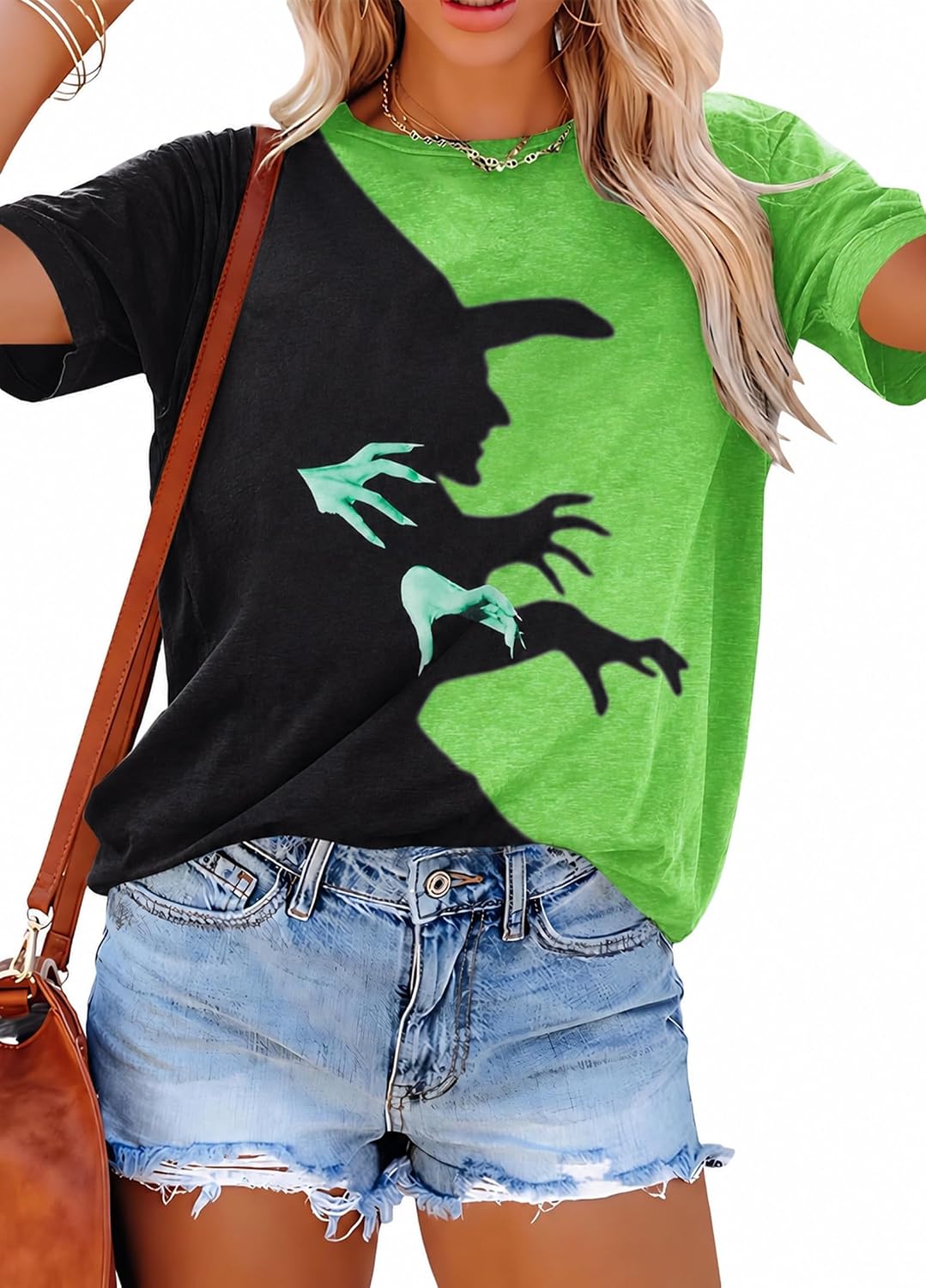 Detalle de SUPEYA Halloween Ghost Graphic Tee for Women, Short-Sleeve Fall Top
