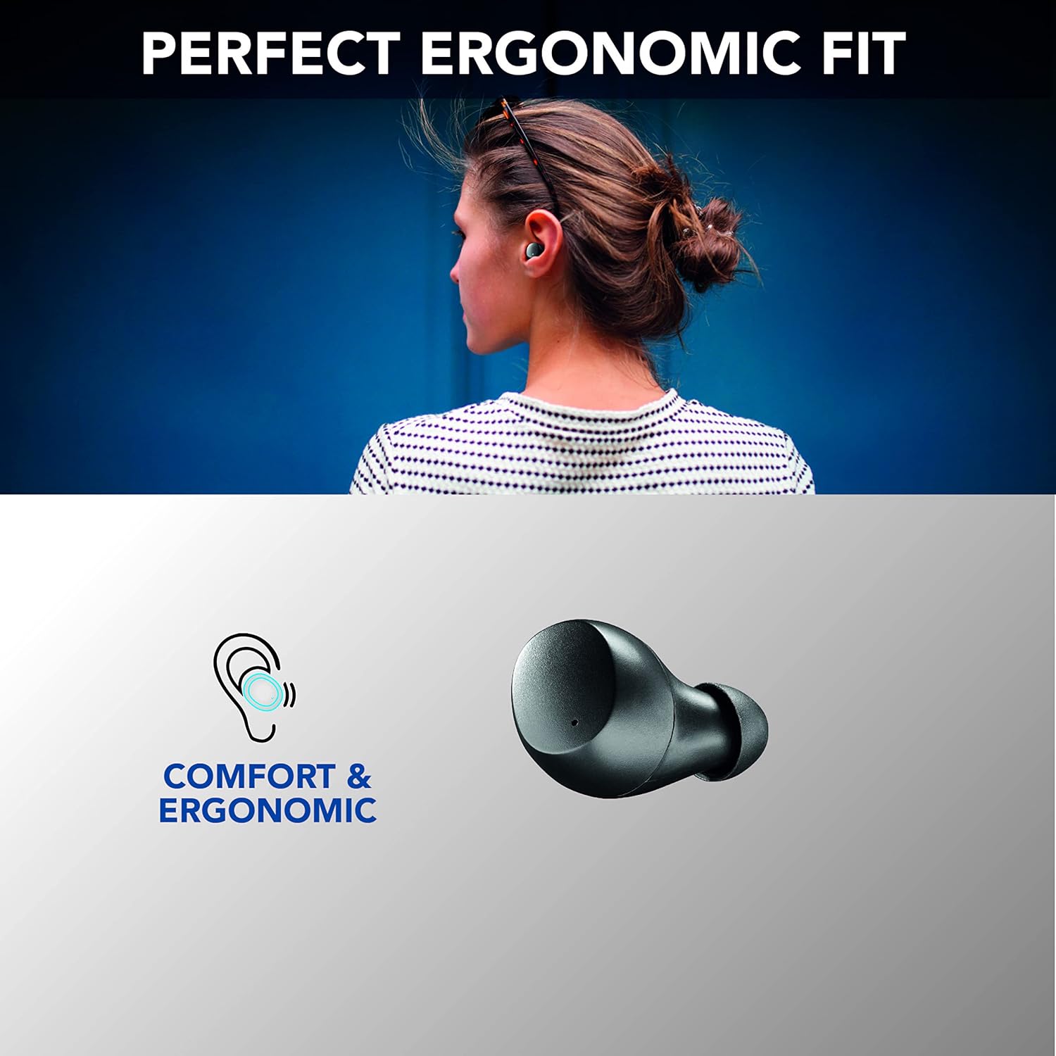 Thumbnail 3 de cellularline Wink Bluetooth 5.0 HiFi Stereo-Kopfhörer mit Ladekoffer (25 Std. Gesamtautonomie) – Schwarz