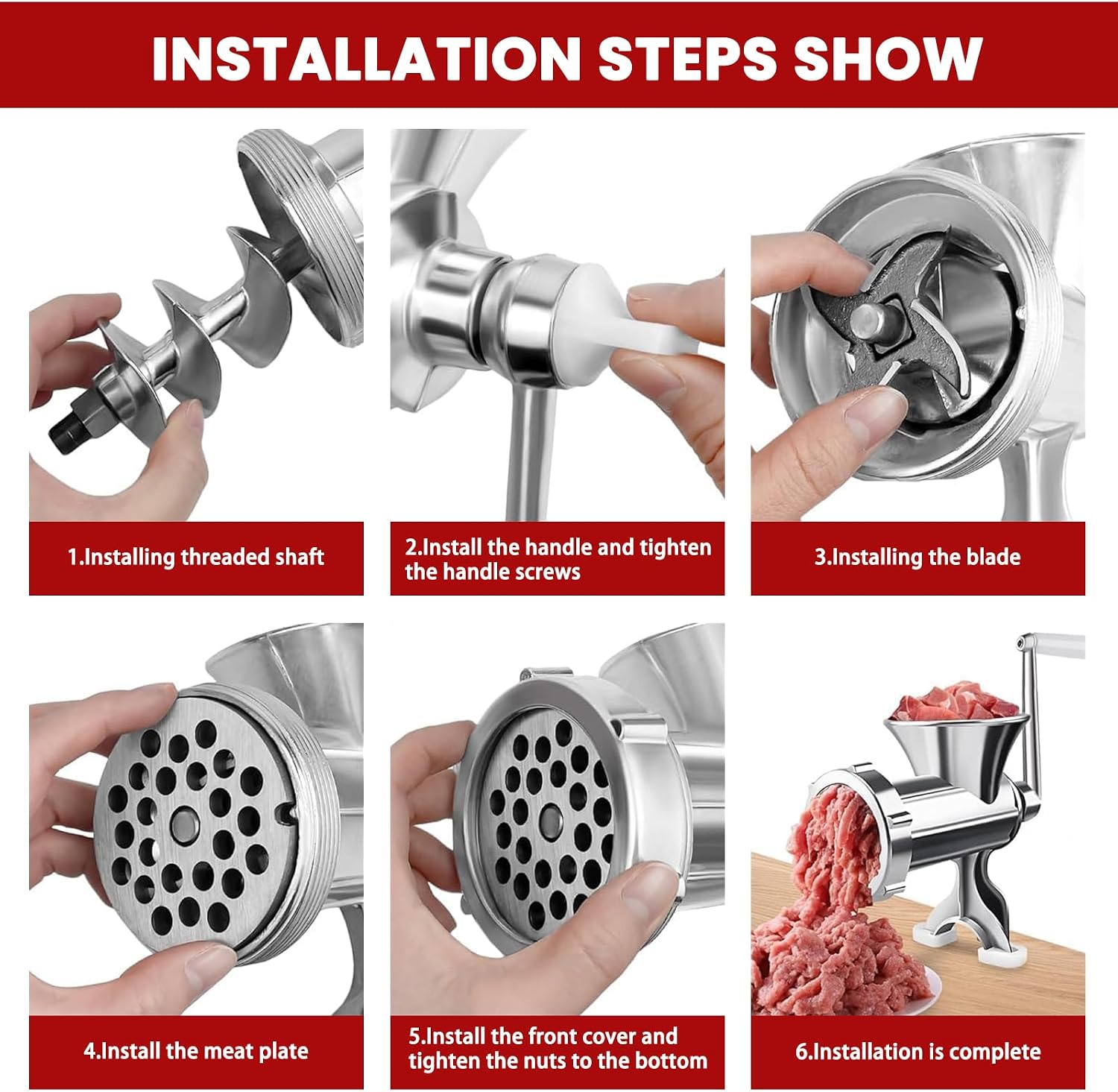 Thumbnail 5 de Manual Meat Mincer and Sausage Stuffer with Clamp – Handy Hand-Operated Kitchen Helper