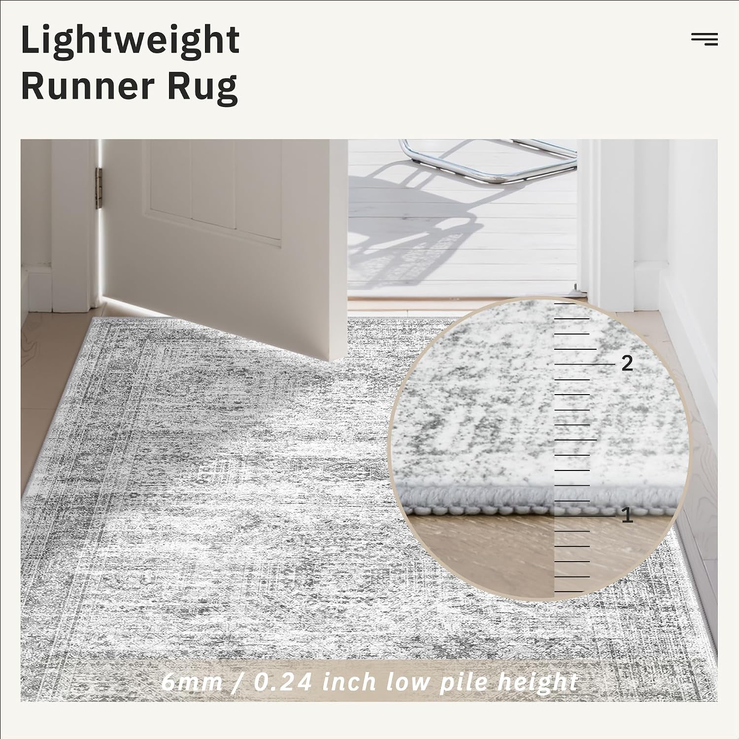 Thumbnail 6 de Soalmost Washable 8' x 10' Area Rug, Grey, Low-Pile, Non-Slip