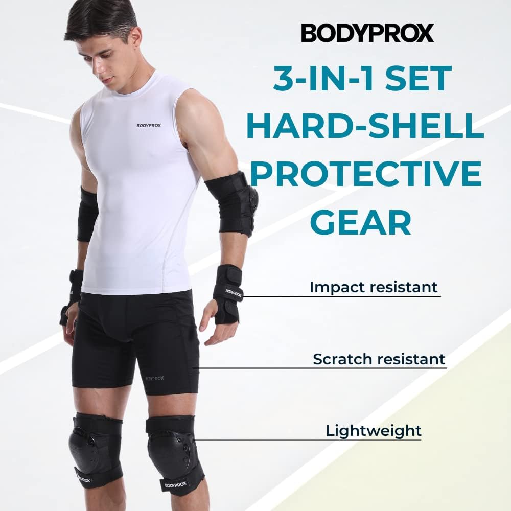 Detalle 2 de BODYPROX 3-in-1 Skate Protective Gear Set with Hard-Shell Pads and Wrist Guards