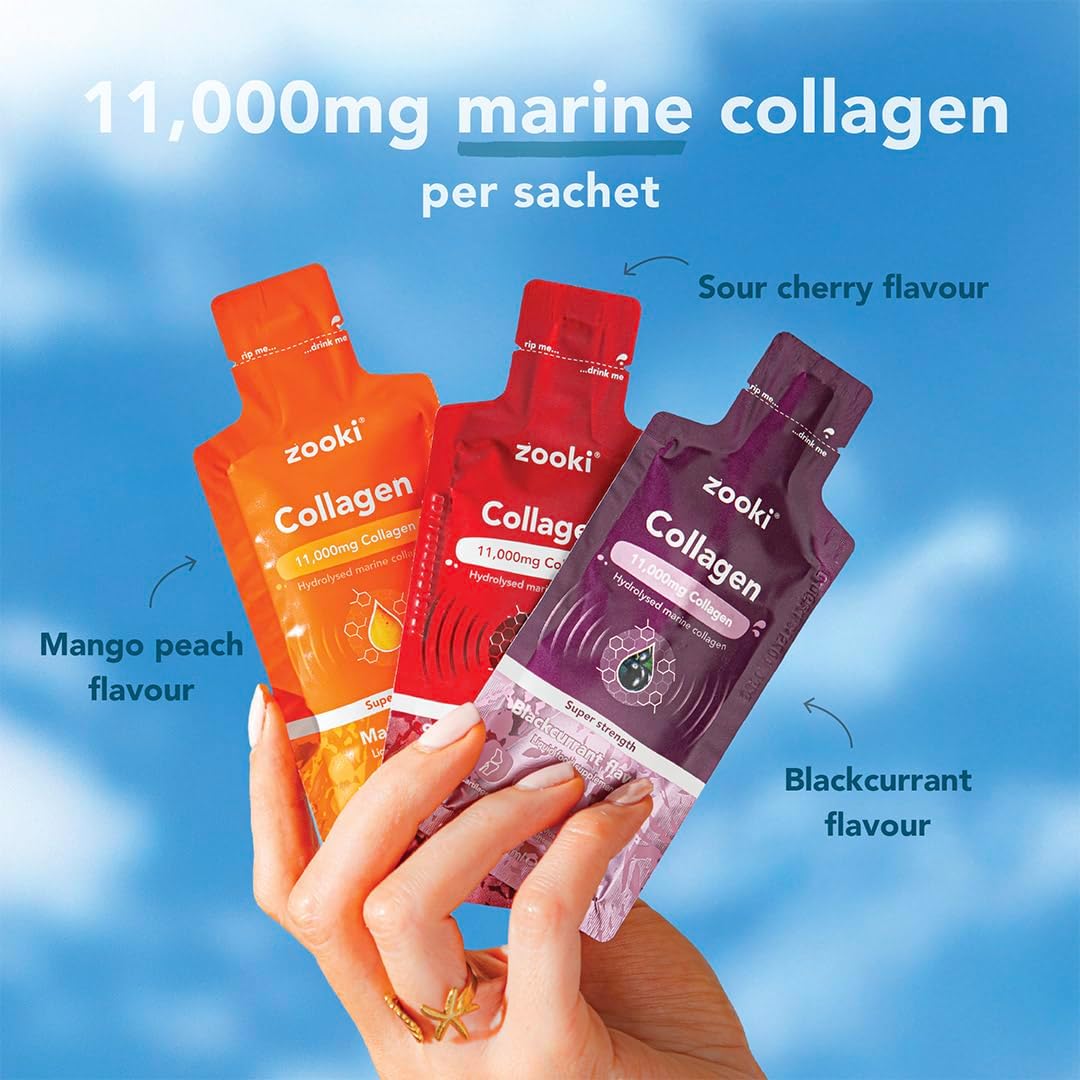 Detalle de Zooki 11,000mg Super Strength Marine Collagen Liquid Sachets – Mango Peach