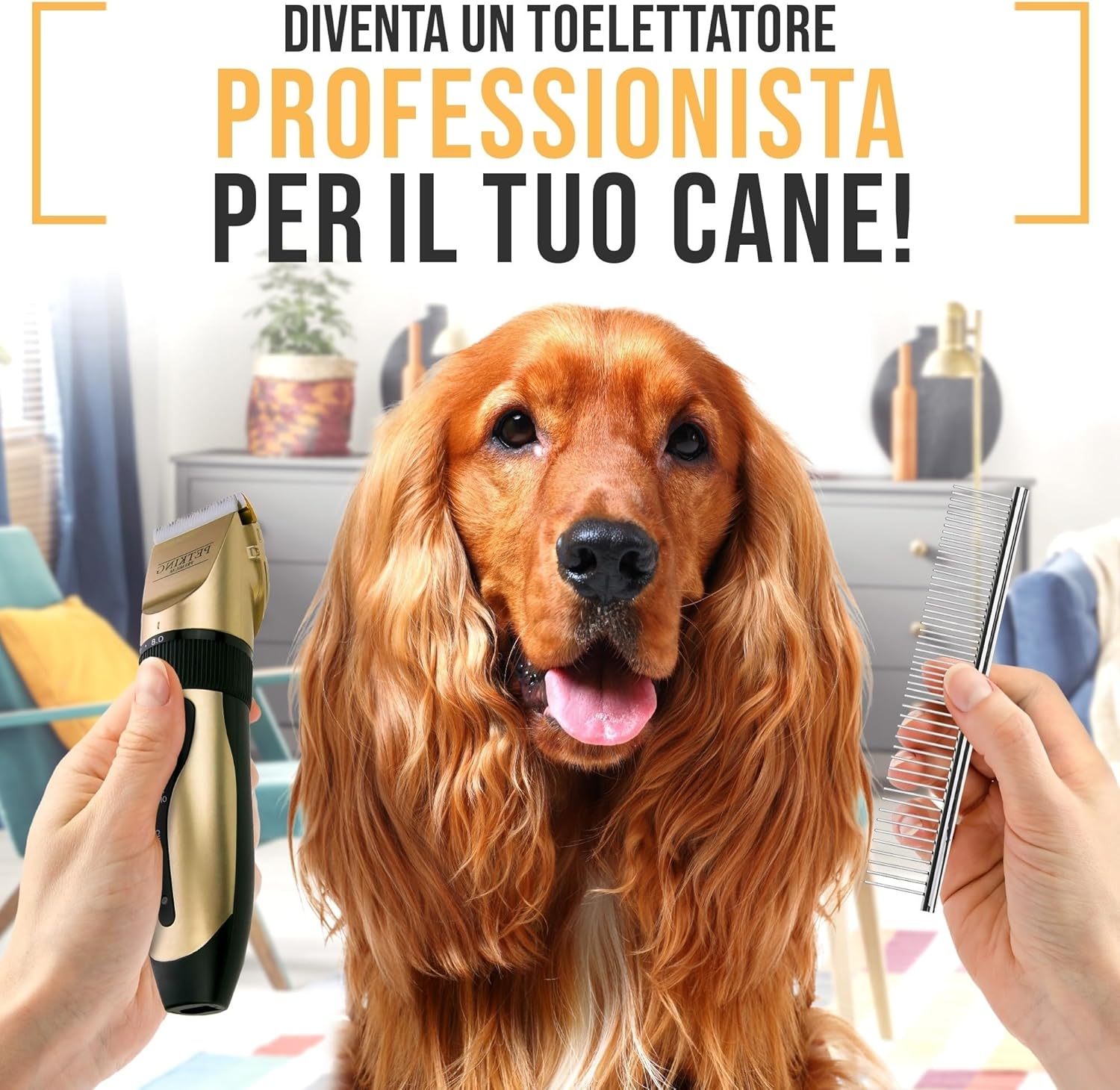 Detalle de PetKing Tosatrice Professionale per Cani – Kit di Toelettatura Premium per Pelo Folto, Silenziosa e Senza Fili