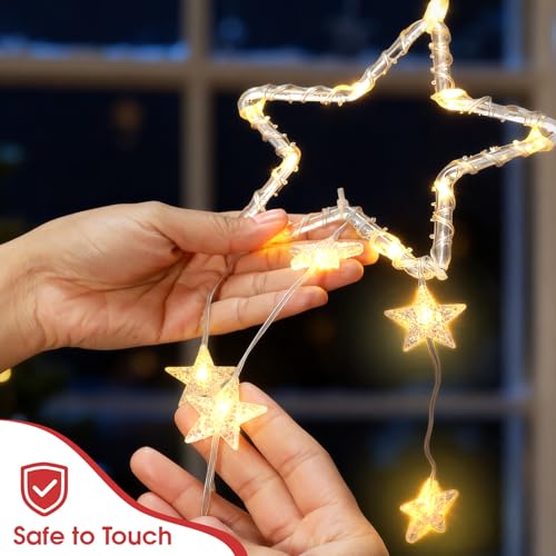 Thumbnail 6 de Dankeled LED Sterne Weihnachtsbeleuchtung – 2er Fenster-Lichterkette mit Timer, warmweiß, 8 Modi