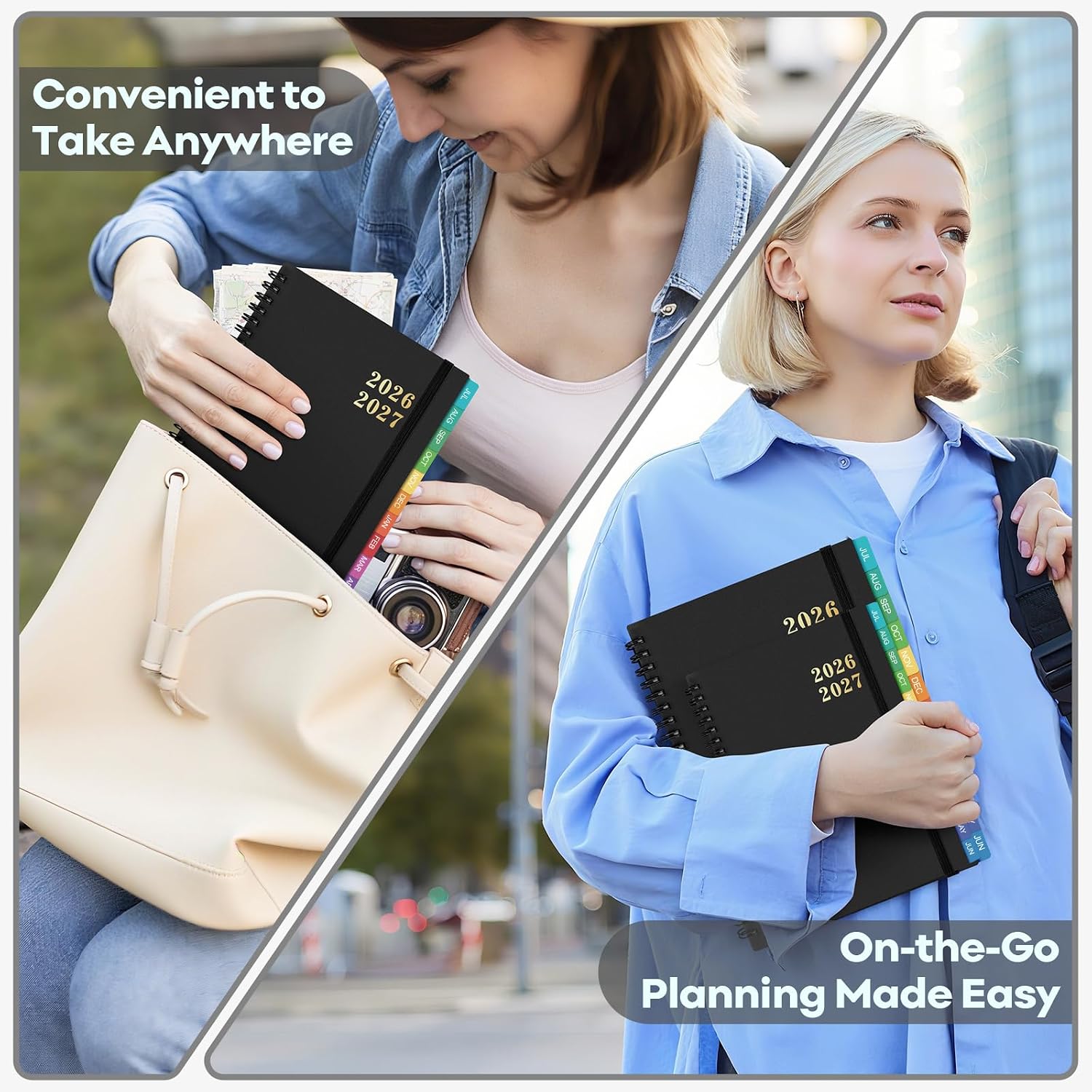 Thumbnail 6 de OMEYA 2026-2027 Weekly and Monthly Planner, 8.5 x 11 in, Black PVC Cover