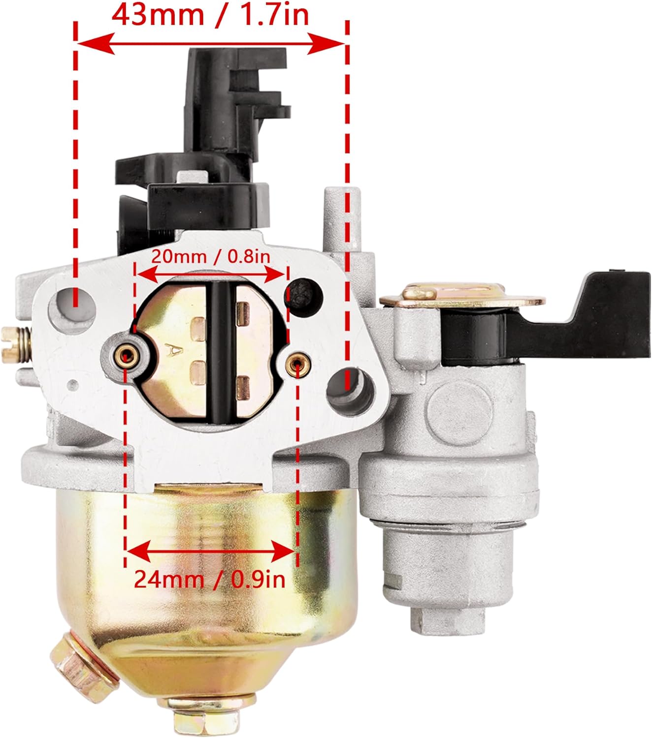 Detalle 2 de WateryWave GX160 Carburetor for Honda GX120/GX140/GX168F/GX200 with Gasket – Replaces 16100-ZH8-W61 / 16100-ZE1-814 / 16100-ZE1-825