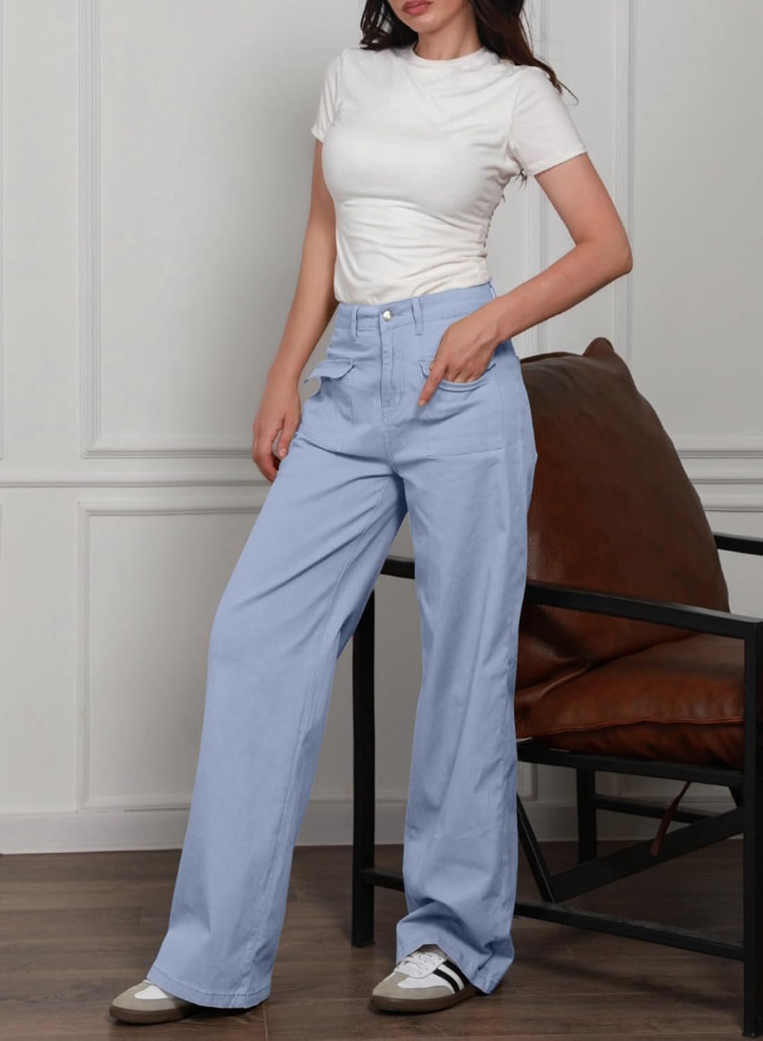 Thumbnail 4 de Dokotoo Women’s Cargo Baggy Wide Leg High Waist Casual Stretch Pants