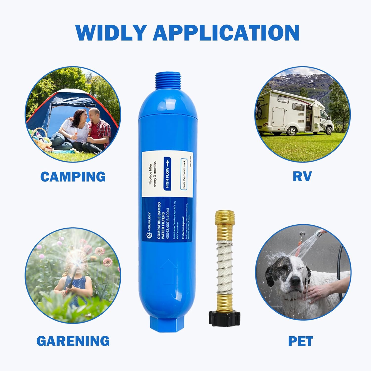 Thumbnail 3 de Hourleey 2-Pack RV Inline Water Filter with Flexible Hose Protectors