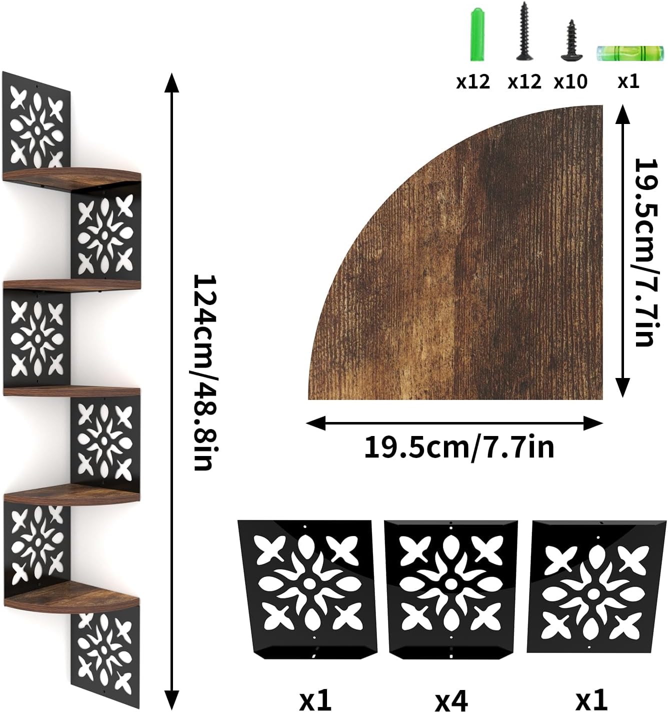 Thumbnail 2 de Vasemouh Five-Tier Wooden Corner Shelf