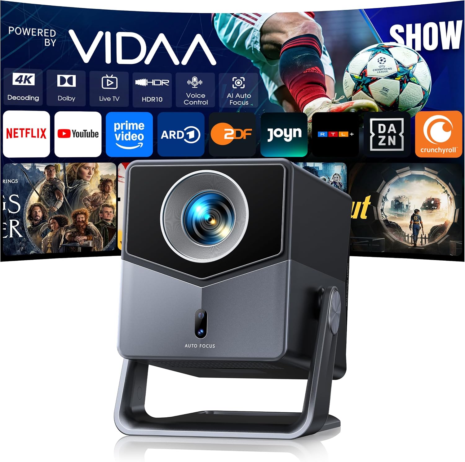 Detalle de Beamer 4K mit VIDAA OS – TOPTRO A2: Schnelles Streaming, intelligentes Bildmanagement und flexibler Aufbau
