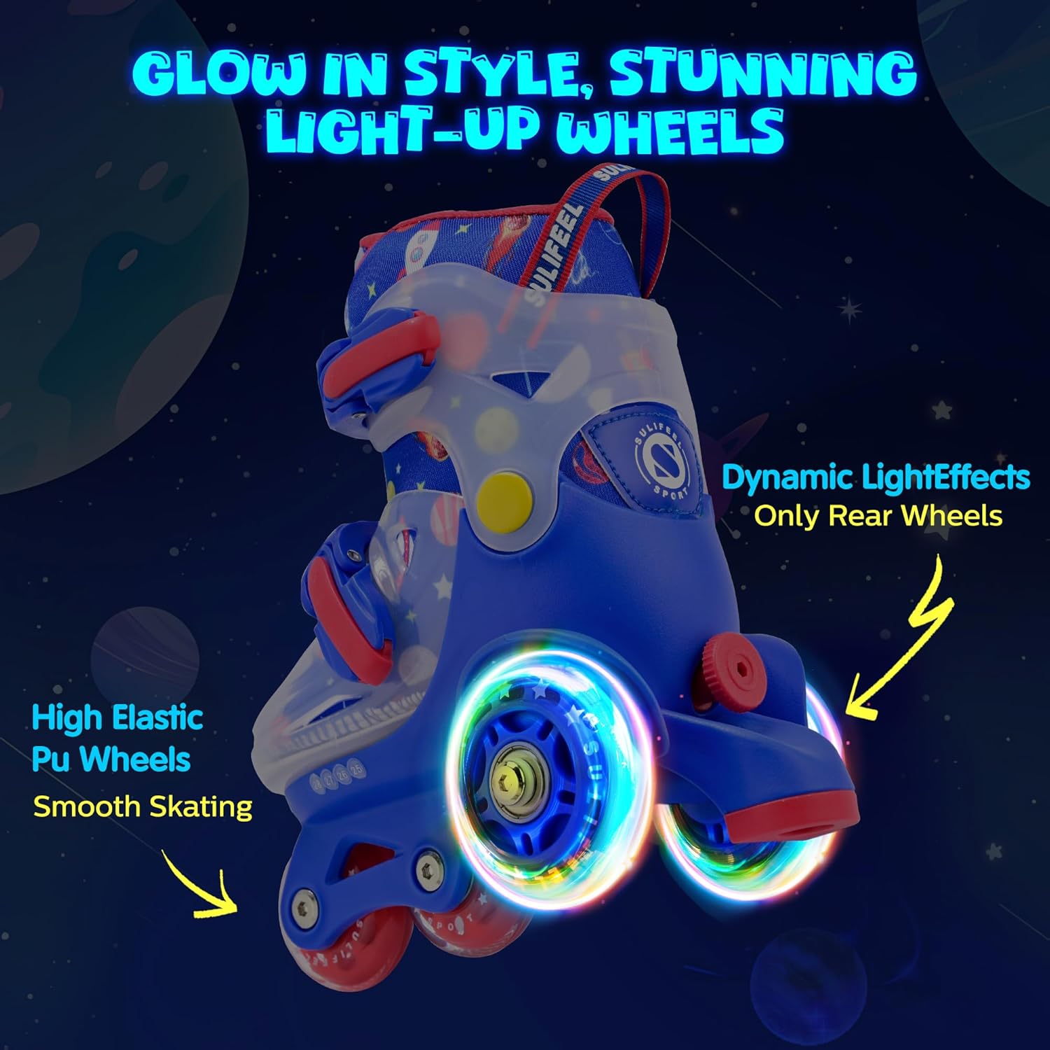Thumbnail 5 de SULIFEEL Adjustable Roller Skates for Kids: Three-Point Balance, Light-Up Wheels, Beginner-Friendly