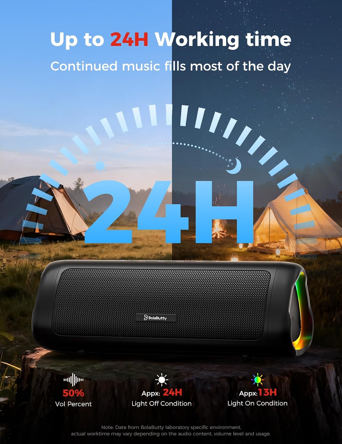 Detalle de BolaButty Bluetooth Speaker with HD Sound (IPX5, up to 20H, TWS pairing) — Portable Wireless Speaker in Black