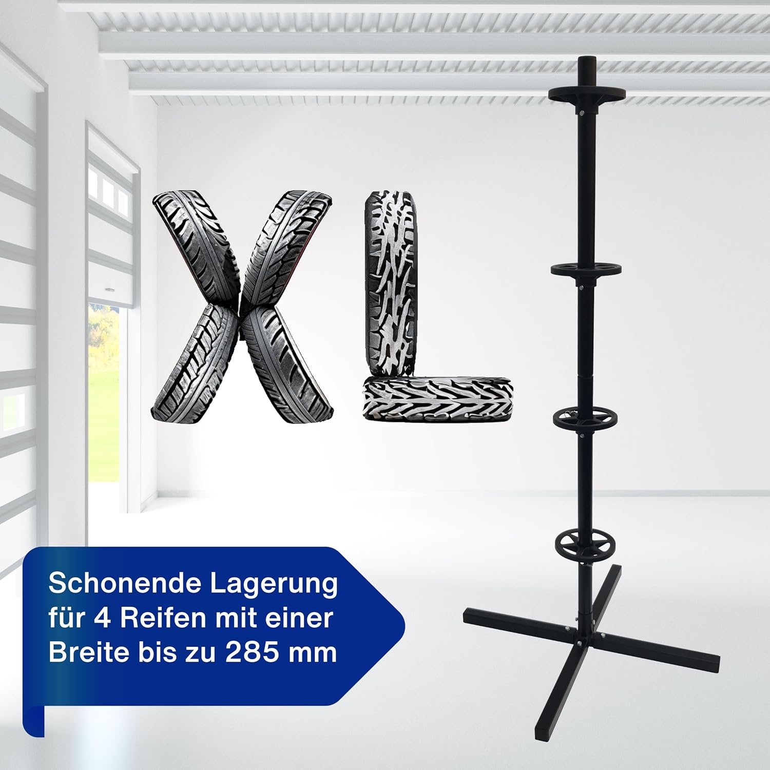 Thumbnail 1 de cartrend Reifenständer XL Max – Tragkraft 120 kg, für Felgen und Reifen bis 285 mm, schwarz