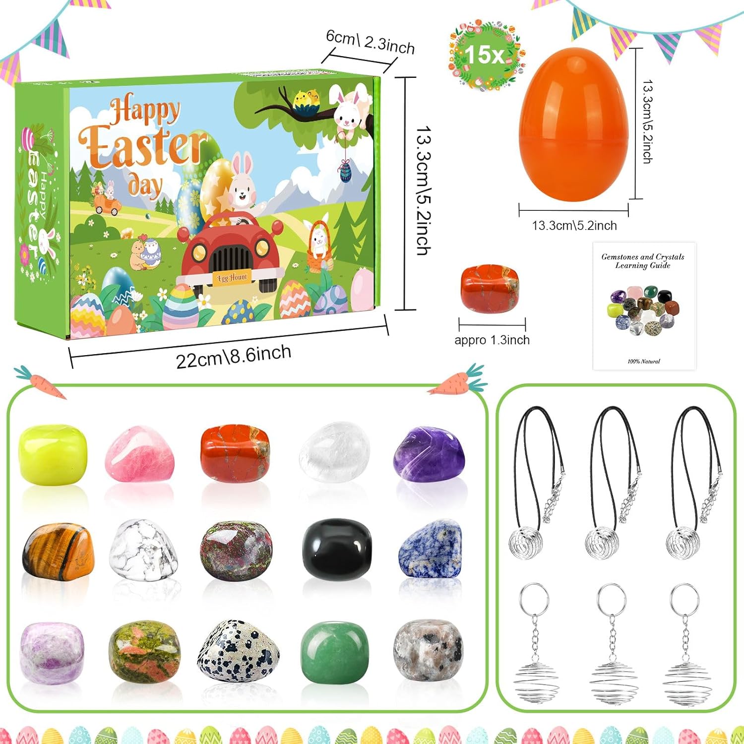 Thumbnail 6 de Ludmila 15-Piece Prefilled Easter Eggs with Gemstone Crystals (Filled Eggs, Egg Hunt & Basket Stuffers)