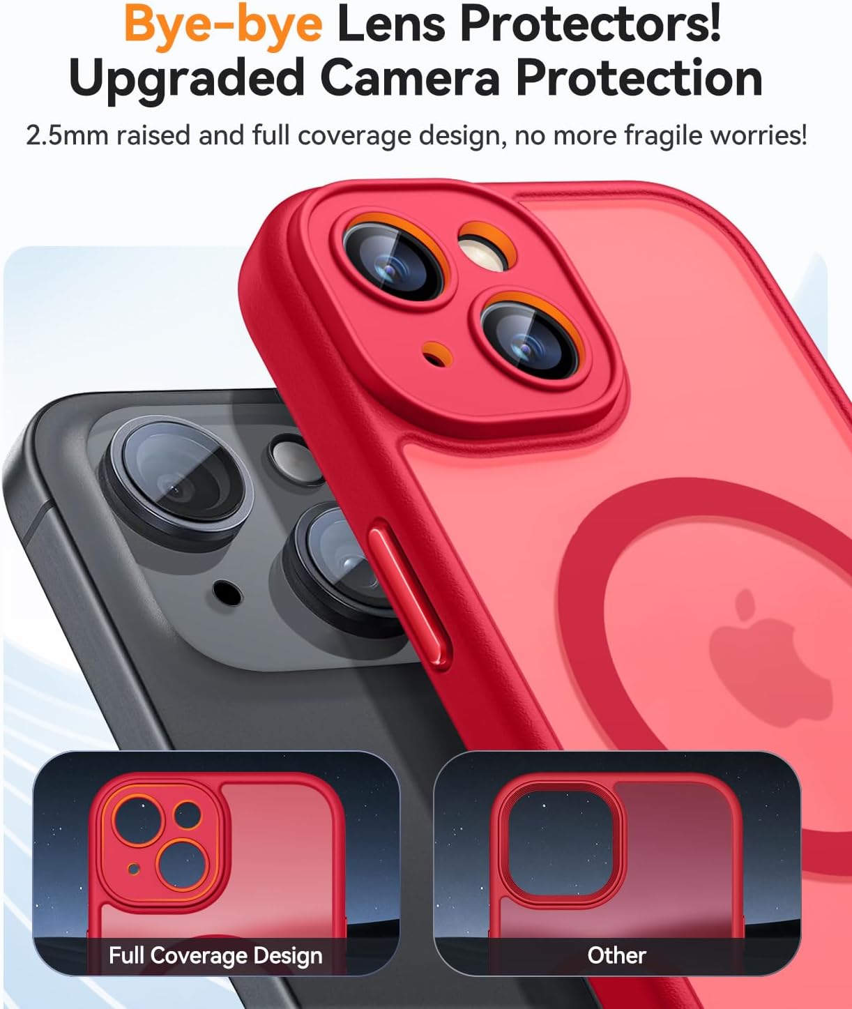 Thumbnail 2 de Coque magnétique CANSHN pour iPhone 14 (6,1 pouces) compatible MagSafe, protection photo translucide mate rouge