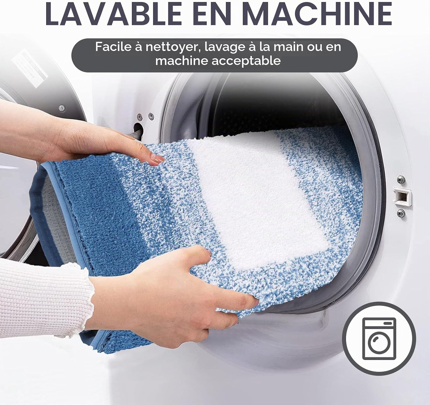 Thumbnail 6 de Enyhom CKJBbathmat badmatset, microvezel, blauw, antislip, 45 x 65 + 45 x 120 cm